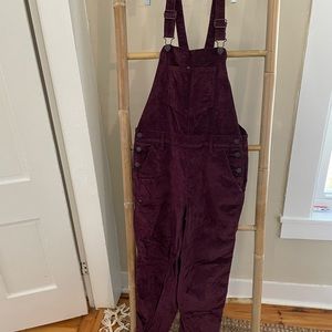 Old navy burgundy velvet overalls